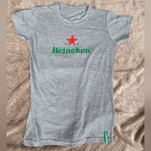 ^ Heineken Beer T Shirt, Beer, Dive Bar, Promotion Shirt, Grey Gray, Size XS